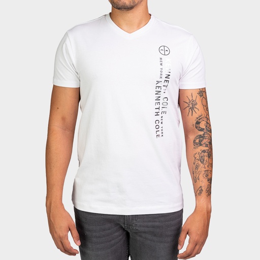 [KT9E99WHT] CAMISETA PARA HOMBRE CUELLO V CON BOTONES